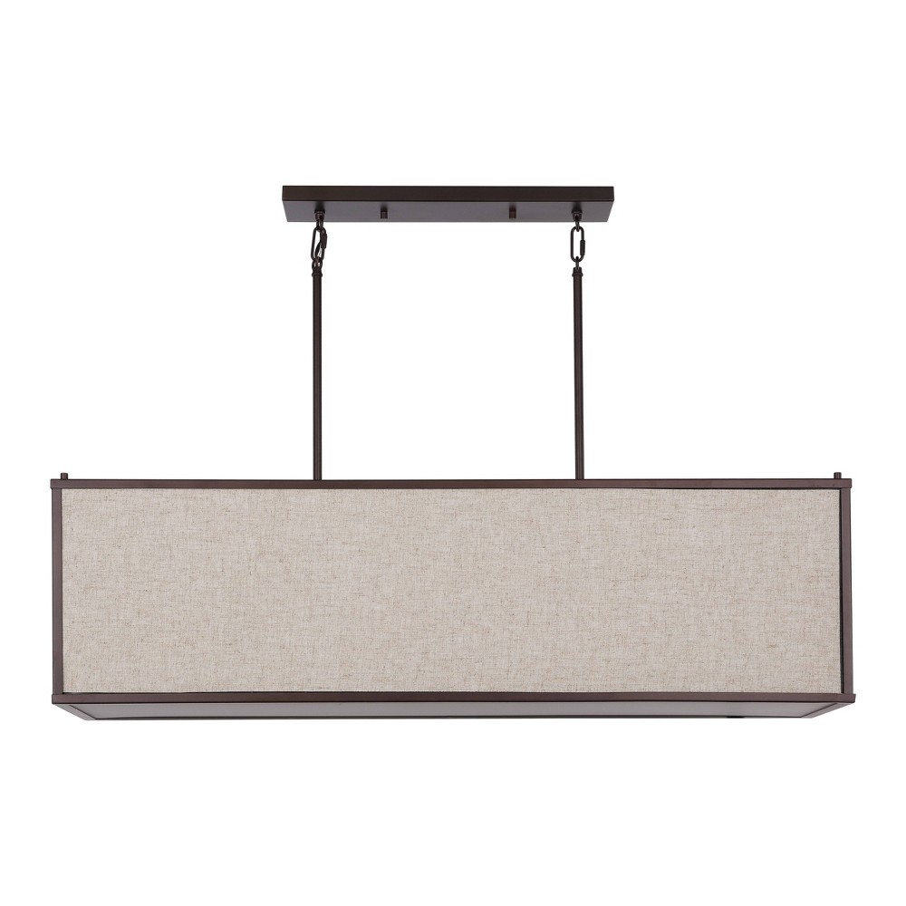 42" 4-Light Cole Industrial Linen LED Pendant with Diffuser Panels - JONATHAN Y: Ceiling Lamp, Adjustable Height