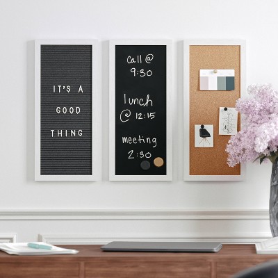 Martha Stewart Cork Board Chalk Board Letter Board Set Woodgrain Frame White: Vertical Message Board with Letters