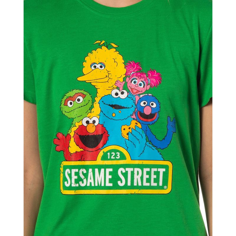 Sesame Street Women's Elmo And Friends Cookie Monster Sleep Pajama Set Green, 2 of 6