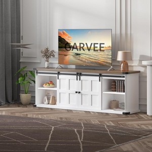 70” Farmhouse TV Stand, Entertainment Center and Media with Sliding Barn Doors & Storage Cabinets - 1 of 4