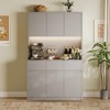 Kitchen Pantry Storage Cabinet, Tall Storage Cabinet with Doors and Shelves, Kitchen Storage Hutch with Microwave Stand and Charging Station - 2 of 4