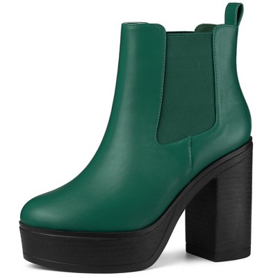 Allegra K Women's Platform Chunky High Heels Chelsea Ankle Boots