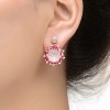 Guili Sterling Silver 18K Rose Gold Plated Drop Earrings with Ruby Red Cubic Zirconia Accents, A Stunning Addition to Your Jewelry Collection - 2 of 3