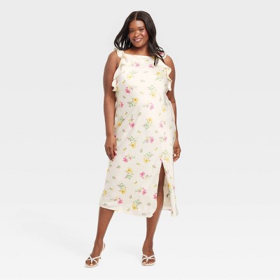 Women's Ruffle Sleeve Satin Maxi Dress - A New Day™