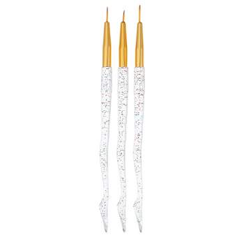 Unique Bargains Nail Art Brushes 3 Pcs Nail Design Tools Kit Nail Liner Brush Gold Tone Handle