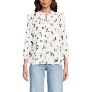 Lands' End Women's Lightweight Jersey Button Pintuck Top - 1 of 3