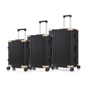 BEAFUP 3-Piece PC+Aluminum Frame Luggage Set with Password Lock - 20", 24", 28" Stylish Suitcases for Travel, Black - 1 of 4