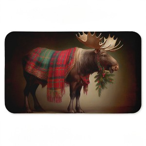 Stupell Industries Festive Moose with Plaid & Fir Printed Anti-Fatigue Floor Mat, design by Sasha, 30"x18" - 1 of 4
