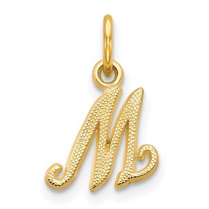 Black Bow Jewelry The Sadie 14k Yellow Gold Mini Satin Script Initial Charm, Letter M - 1 of 4