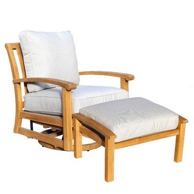 Heritage Teak 2pc Set Swivel Glider & Ottoman - Natural - Courtyard Casual