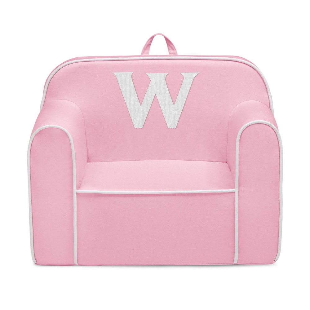 Delta Children Personalized Monogram Cozee Foam Kids' Chair - Customize with Letter W - 18 Months and Up - Pink & White -  88964247