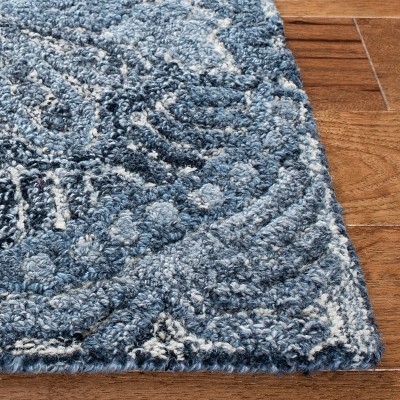 Blue Hand-Tufted Wool Rectangular Area Rug