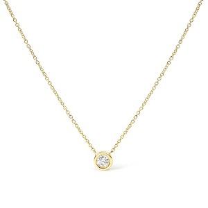 Haus of Brilliance 10K Gold Round Diamond Modern Bezel-Set Solitaire Pendant Necklace - 1 of 4