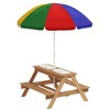 Qaba Kids Picnic Table, Wooden Outdoor Table & Bench Set with Removable Umbrella for Patio, Backyard, Mixed Color - 4 of 4