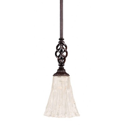 Toltec Lighting Elegante 1 - Light Pendant in  Dark Granite with 5.5" Fluted Italian Ice Shade