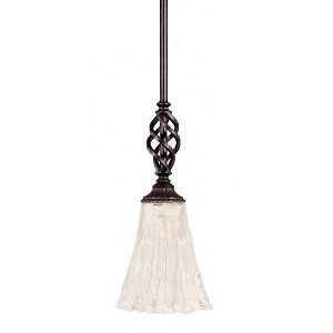 Toltec Lighting Elegante 1 - Light Pendant in  Dark Granite with 5.5" Fluted Italian Ice Shade - 1 of 1