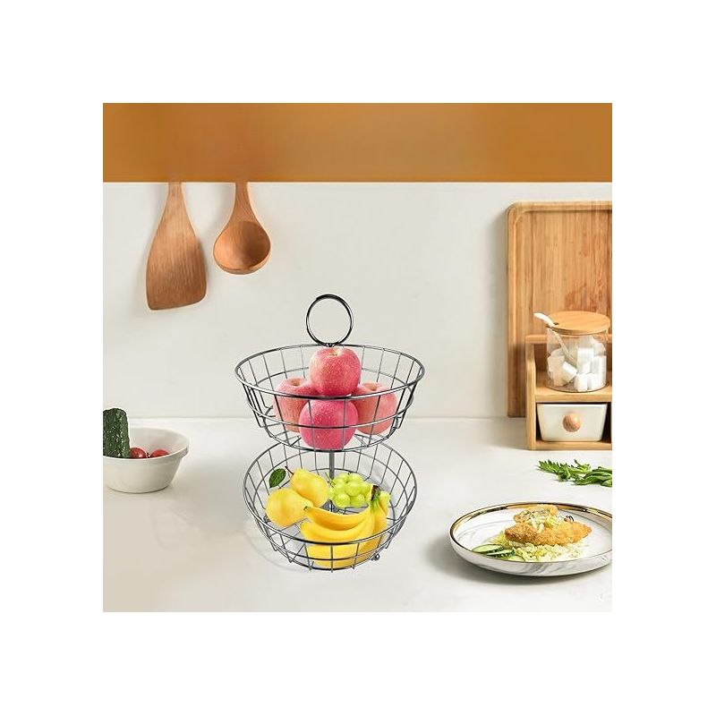 Regal Trunk & Co 2 Tier Fruit Basket for Kitchen, Wire Fruit Organizer Bowl for Kitchen, 3 of 4