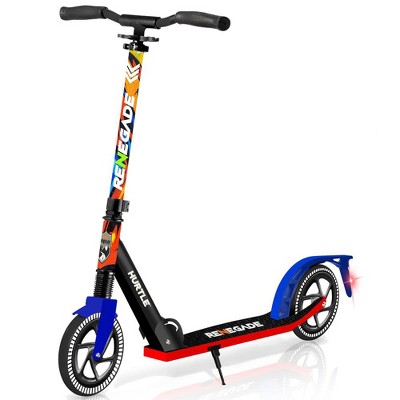 Hurtle Renegade Lightweight Foldable Teen and Adult Adjustable Ride On 2 Wheel Transportation Commuter Kick Scooter w/ Adjustable Handlebar, Graffiti