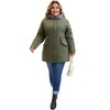 Agnes Orinda Women's Plus Size Waterproof Fur Hood Drawstring Waist Zipper Fleece Lined Winter Warm Parka Jacket with Pockets - 3 of 4