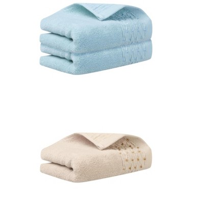REGALWOVEN 3 Pack Embroidery Pattern Cotton Hand Towels for Bathroom, Kitchen 14" x 30"