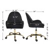 Velvet Ergonomic Office Chair with Swivel Base and Fixed Arms for Home Office or Vanity-3irtyhousy - 4 of 4