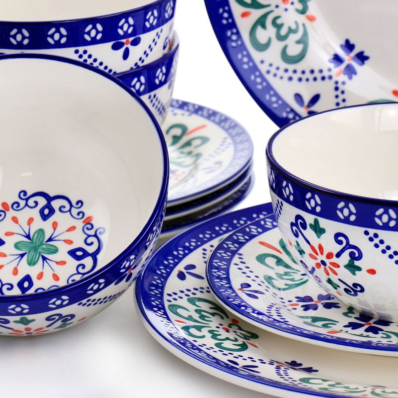 Laurie Gates California Designs Tierra Star 12 Piece Hand Painted Dinnerware Set in Blue, 2 of 9