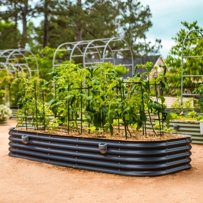 17" Tall Modern Gray Modular Metal Outdoor Raised Garden Bed