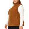 Agnes Orinda Women's Plus Size Corduroy Zipper Side Pocket Casual Sleeveless Fleece Vests - 2 of 4