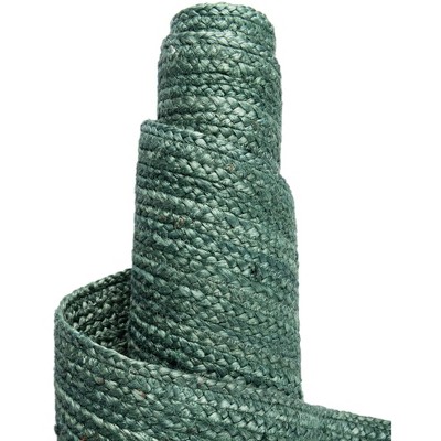 Handmade Green Braided Jute Square Indoor Area Rug
