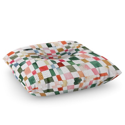 Ninola Design Watercolor Checker Yuletide Square Floor Pillow - Deny Designs