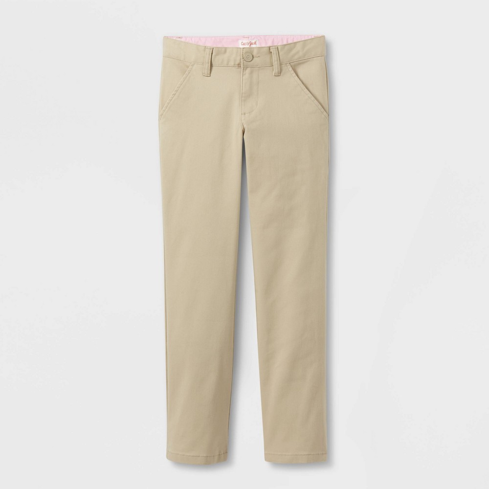 Girls' Slim Straight Fit Uniform Chino Pants - Cat & Jack Beige 6