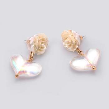 Rose Earring with Heart Drop - Wild Fable™ Gold