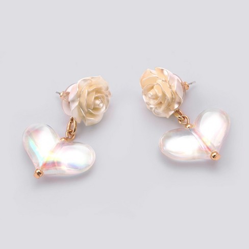 Rose Earring With Heart Drop - Wild Fable™ Gold : Target