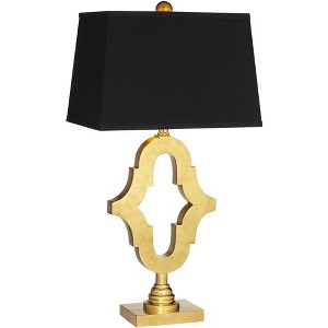Possini Euro Design Judith Modern Mid Century Table Lamp 28 3/4" Tall Gold Black Fabric Rectangle Shade for Bedroom Living Room Bedside Nightstand - 1 of 4