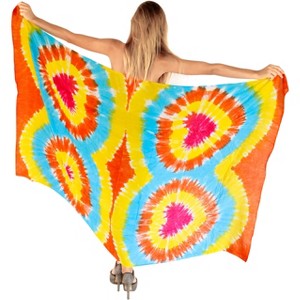 LA LEELA Women's Summer Beach Wrap Bikini Wraps Sarong Swimwear Cover up Bathing suit Swimsuit Pareo for Women Skirt One Size Orange, Tie Dye Design - 1 of 4