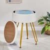 VECELO Vanity Stool with Storage, Strong Metal Legs Velvet Chair,  Anti-Slip Feet Padded Seat for Make Up, Black/Pink/White - 4 of 4