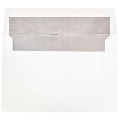 JAM Paper A9 Foil Lined Invitation Envelopes 5.75 x 8.75 White w/Silver Foil 34078I