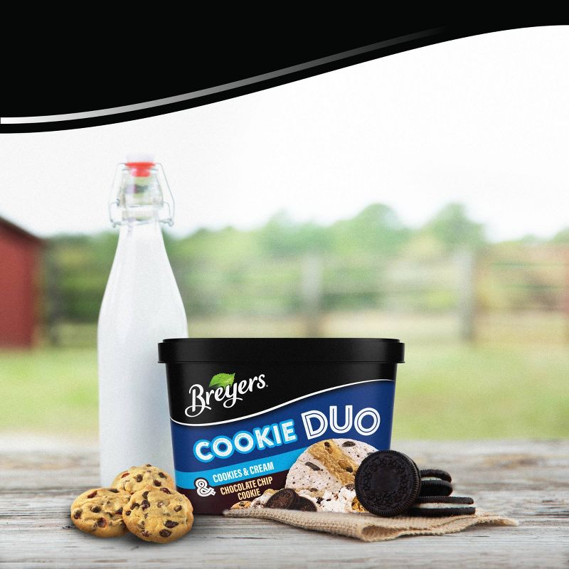 Breyers Cookie Duo Cookies &#38; Cream + Chocolate Chip Cookie Frozen Dairy Dessert - 48oz, 5 of 8