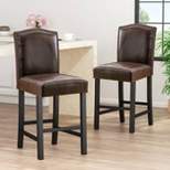 Set of 2 Logan Bonded Leather Backed Counter Height Barstools Brown - Christopher Knight Home