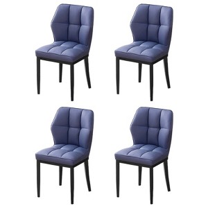 Bekrvio Mid Century Modern Dining Chairs, Upholstered Leather Armless Chairs with Checkered Pattern Back, for Kitchen & Dining Room - 1 of 4