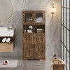 Hutch Bar Cabinet with Glass Doors, 54" Tall Pantry Storage Cabinet with Adjustable Shelves for Living Room - 3 of 4