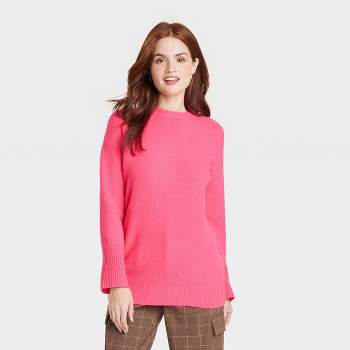 Women's Crewneck Tunic Pullover Sweater - A New Day™ Pink XL