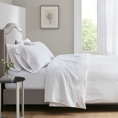 700 Thread Count Solid Cotton Tri-Blend Sateen Weaved Sheet Set, Prime Bedding Sets for All Season, Hotel Collection Style Sheet Set for Bedroom, Machine Washable Luxury Fitted Sheet Christmas Bedding Set