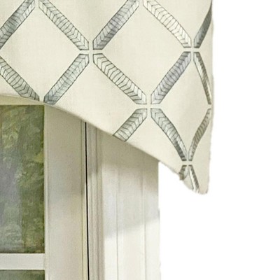 Mermaid Green Embroidered Cornice Window Valance 50" x 17"