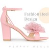 Perphy Women's Floral Open Toe Ankle Buckle Strap Block High Heel Sandals - 4 of 4