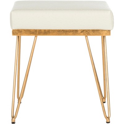 Jenine Faux Ostrich Square Bench - Cream/Gold - Safavieh