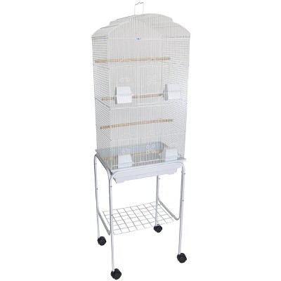 YML 6804 3/8 inches Bar Spacing Tall Shall Top Bird Cage with Stand 18 inches x 14 inches /Small White