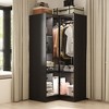 Famapy Black Elegant Corner Wardrobe with Glass Doors and LED Lights - image 3 of 4