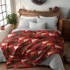 Lomsoe Red Christmas Pine Tree & Star Print Flannel Blanket - All Seasons Soft and Warm Throw Blanket for Napping, Camping, Travel, Office - 4 of 4