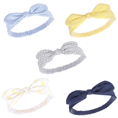 Hudson Baby Infant Girl Headbands 5pk, Yellow Daisy, 0-24 Months